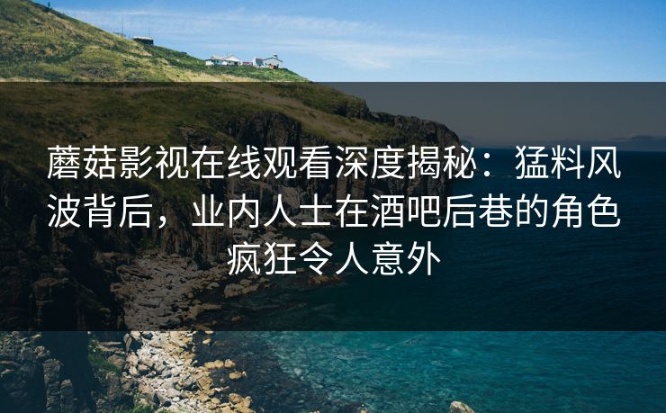 蘑菇影视在线观看深度揭秘：猛料风波背后，业内人士在酒吧后巷的角色疯狂令人意外