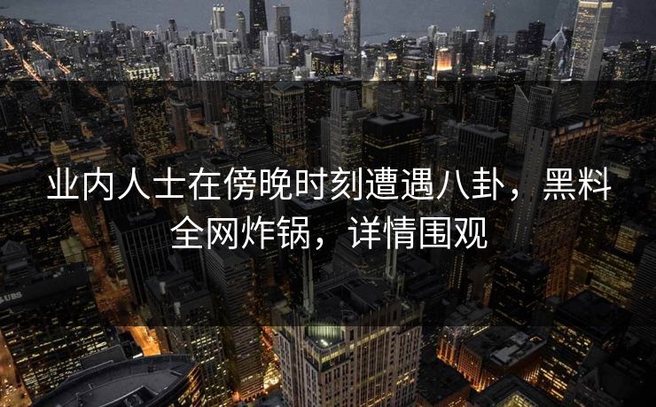 业内人士在傍晚时刻遭遇八卦，黑料全网炸锅，详情围观