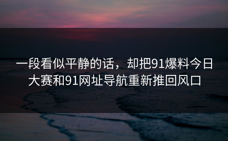 一段看似平静的话，却把91爆料今日大赛和91网址导航重新推回风口